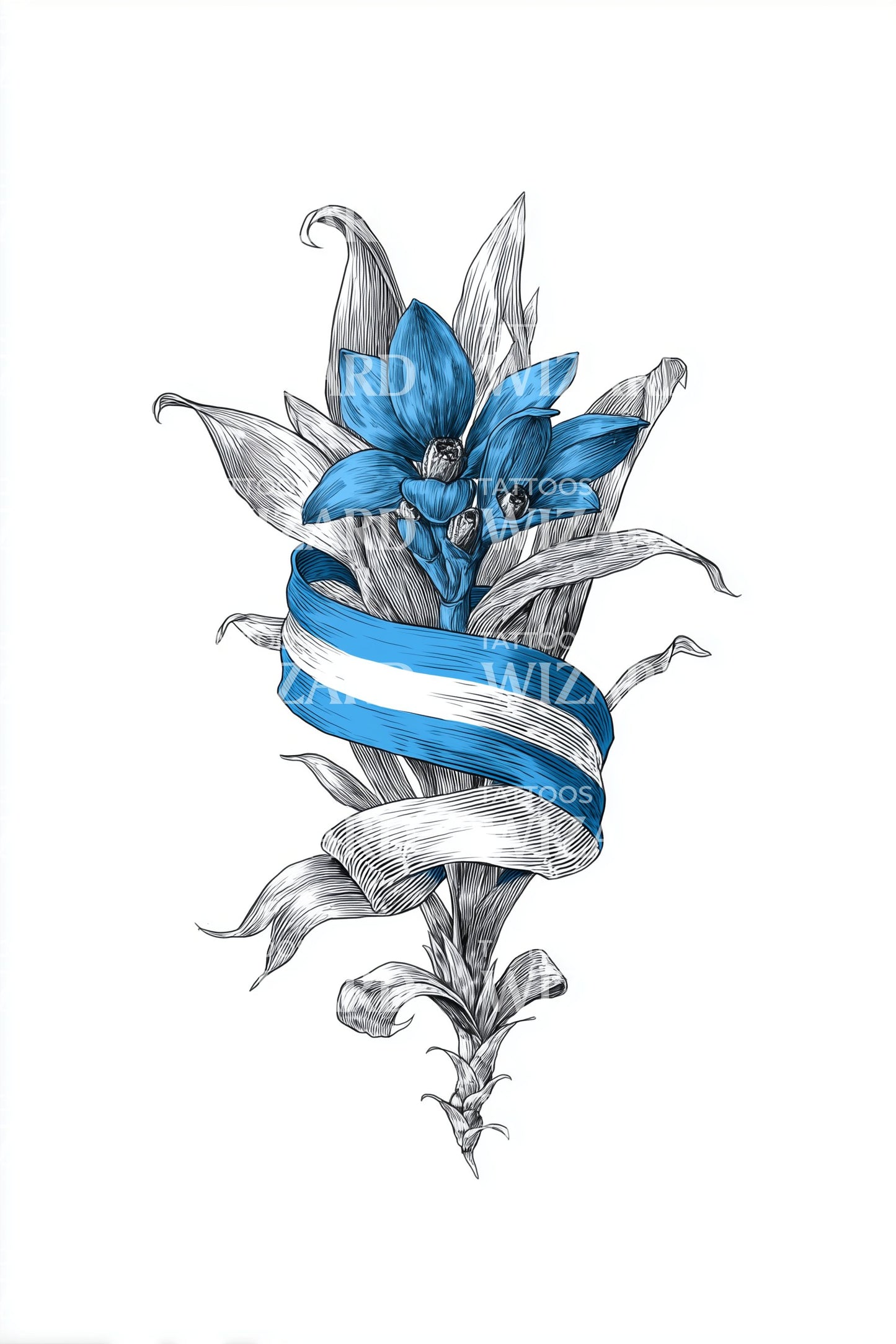 Lintachtige Oceaanschelp Tattoo Illustratie
