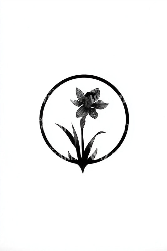 Ring Frame Daffodil Tattoo Design