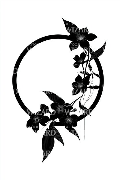 戒指藤蔓花开纹身设计