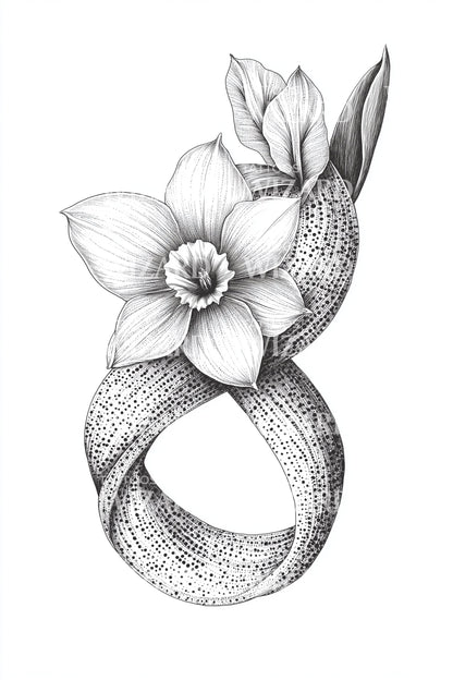 Ring-Wrapped Blossom Tattoo Design