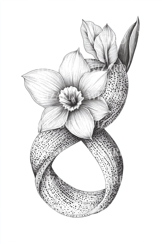 Ring-Wrapped Blossom Tattoo Design