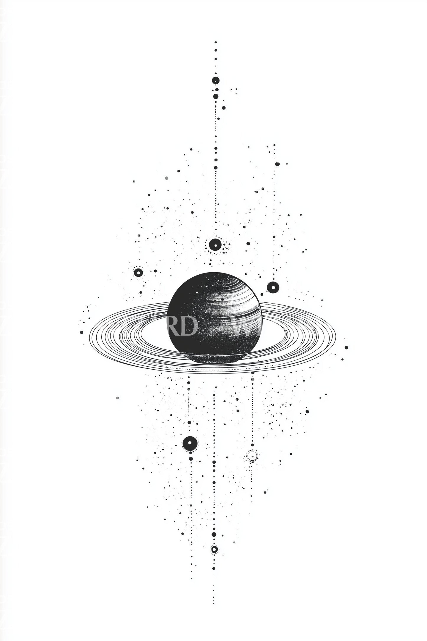 Ringed Planet Balance Tattoo Design