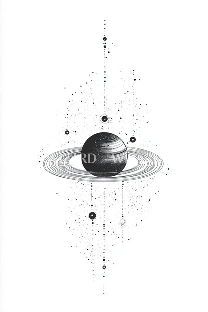 Ringed Planet Balance Tattoo Design