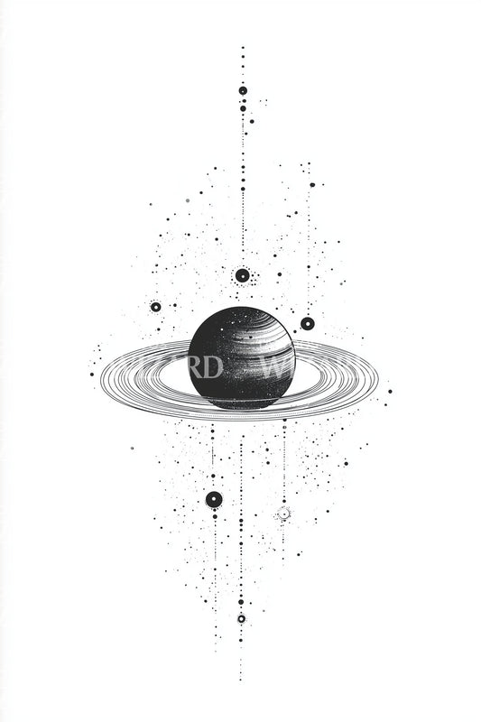 Ringed Planet Balance Tattoo Design