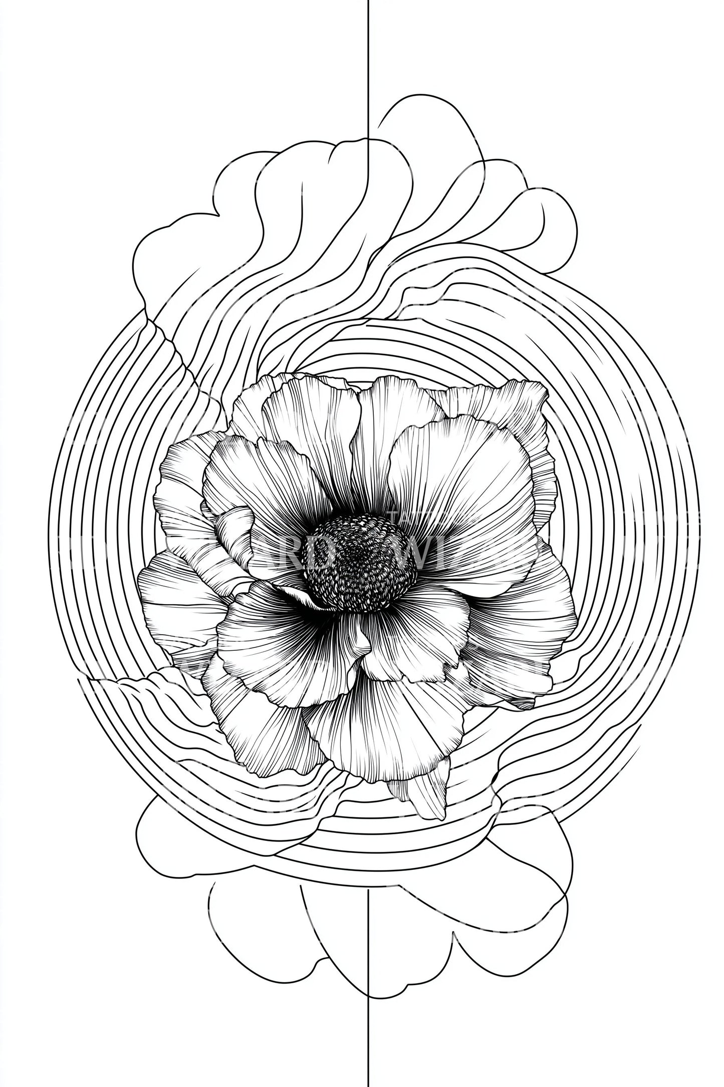 Design de tatouage Focalisation Fleur Ondulée