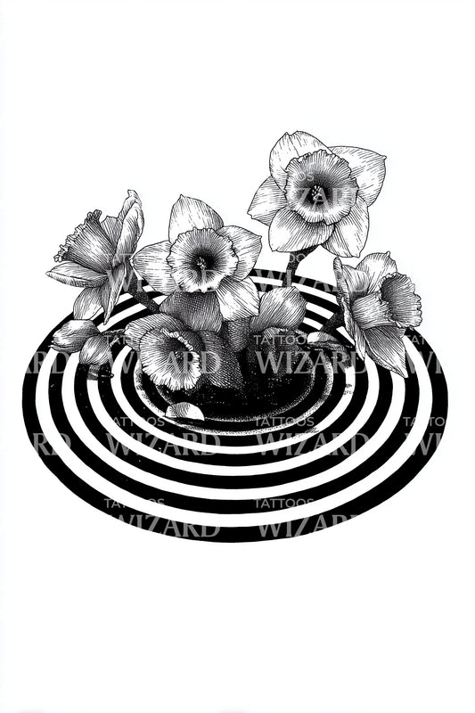 Ripple Pool Petals Tattoo Design