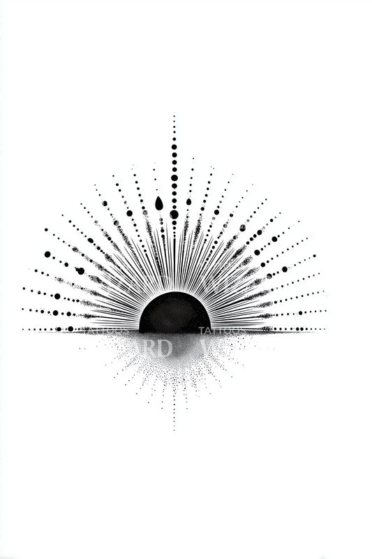Oplopende Gestippelde Zon Tattoo Ontwerp