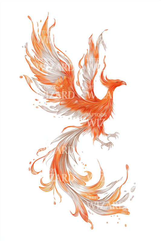 Rising Ember Phoenix Tattoo Design