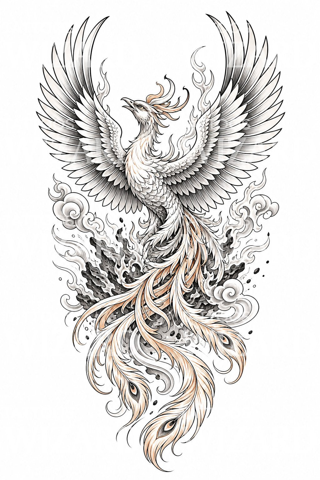 Rising Phoenix Japanese Tattoo Design