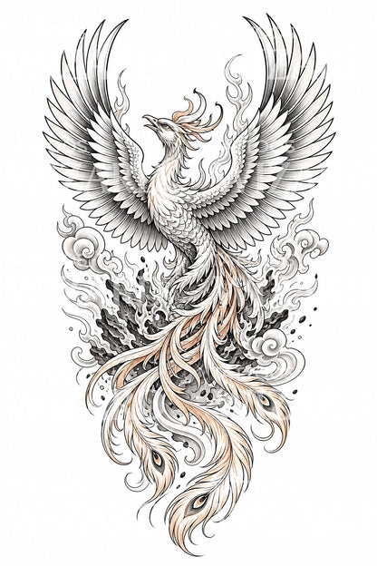 Rising Phoenix Japanese Tattoo Design