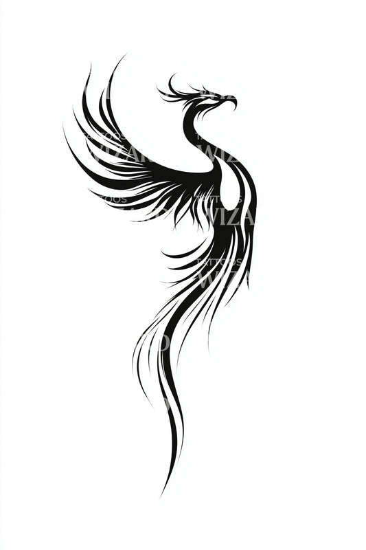 Rising Phoenix Silhouette Tattoo Idea