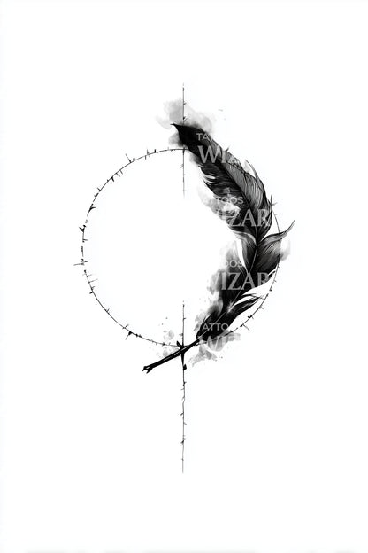 Rising Smoke Feather Tattoo Design