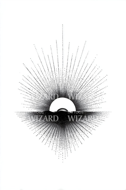 Rising Sun Halo Tattoo Design
