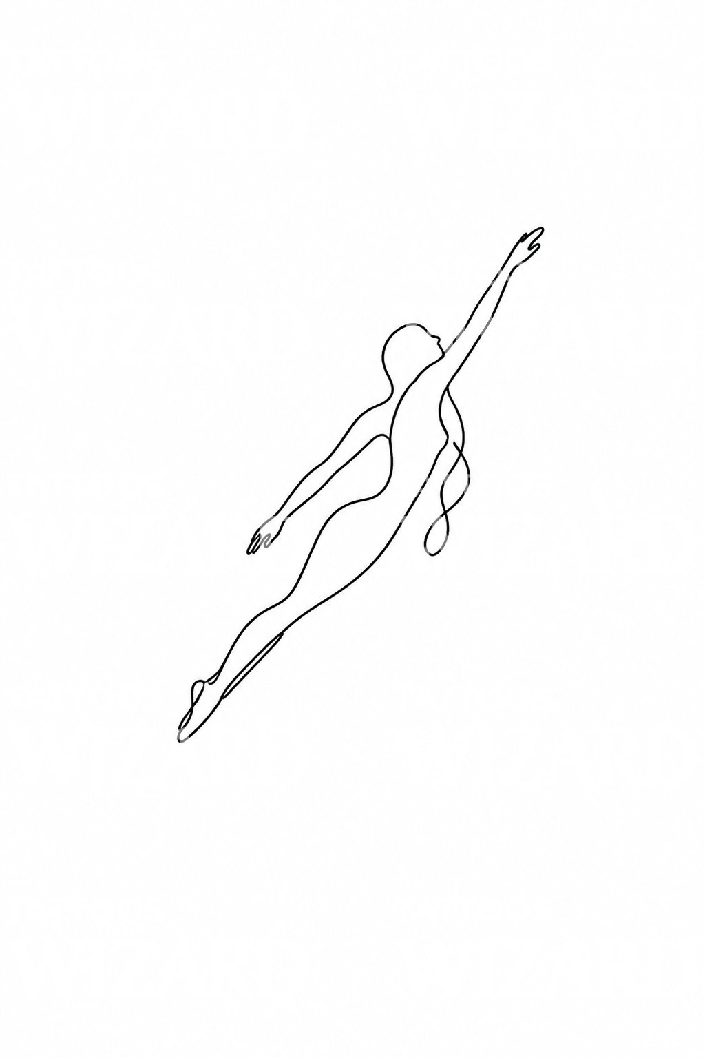 Rising Swimmer One Line Tattoo Design