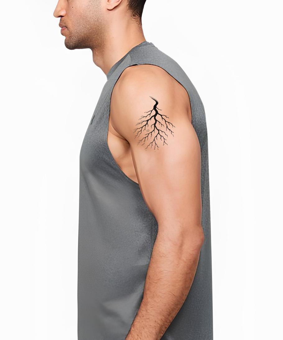 Design de tatuagem de um delta fluvial visto de cima