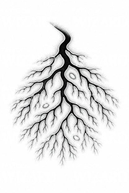 Design de tatuagem de um delta fluvial visto de cima