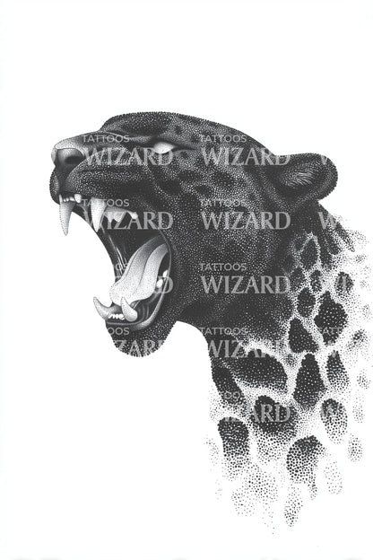Brüllendes Leopardenkopf Tattoo Design