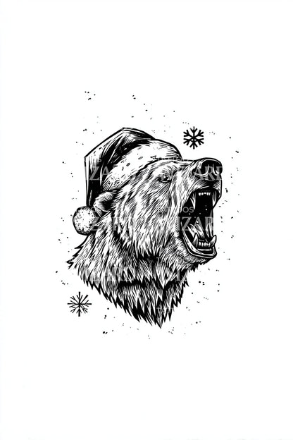 Roaring Winter Bear Tattoo Design