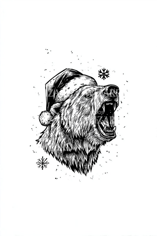 Roaring Winter Bear Tattoo Design