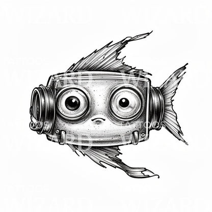 Tatuagem de peixe robótico