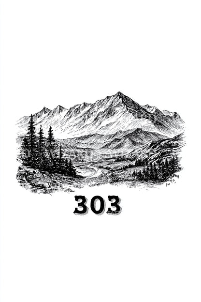 Rocky Mountain 303 Tattoo Illustration