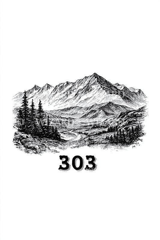 Rocky Mountain 303 Tattoo Illustration