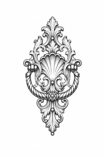 Rococo Ormolu Shell Drawer Pull Tattoo Design