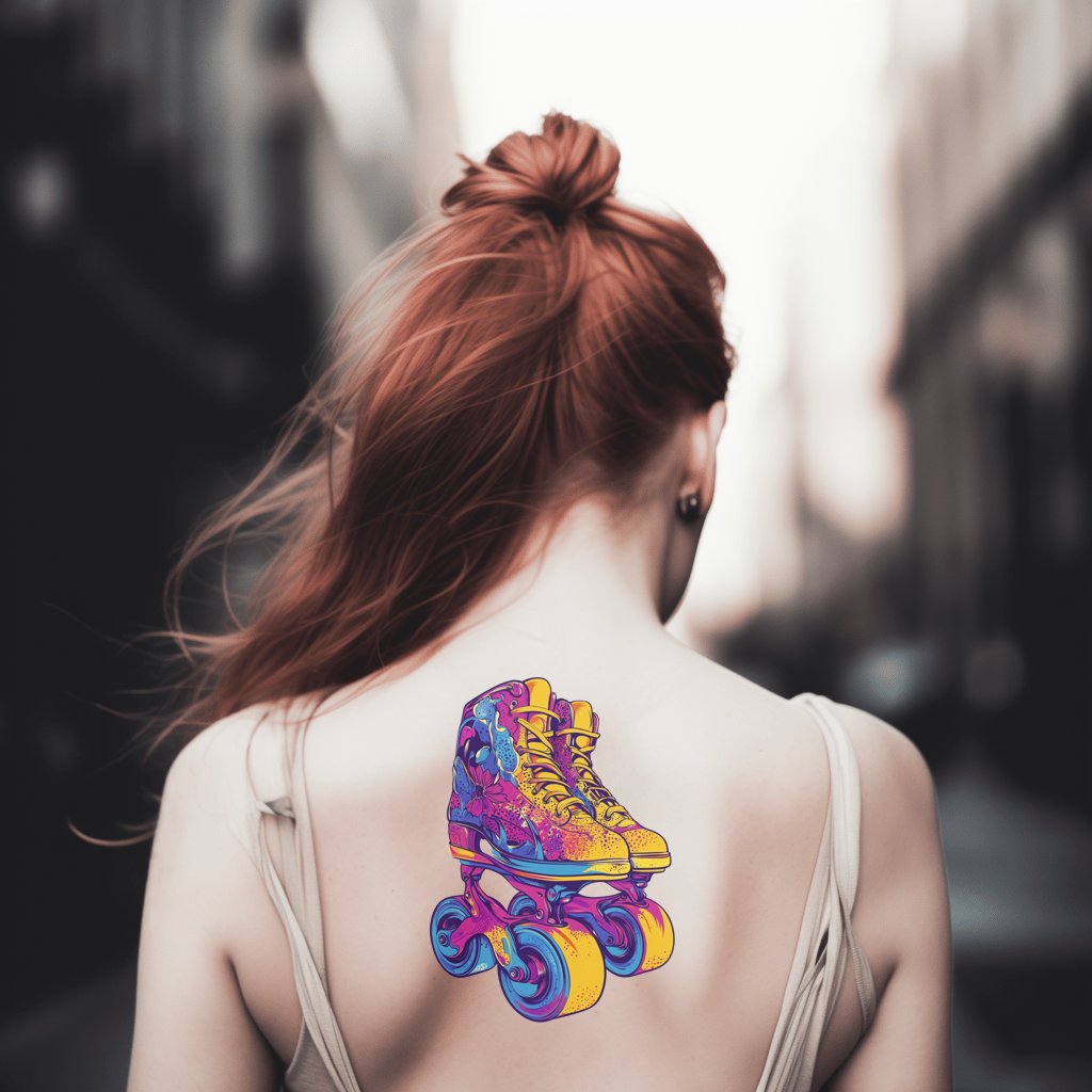 Neon Roller Skate Tattoo Design