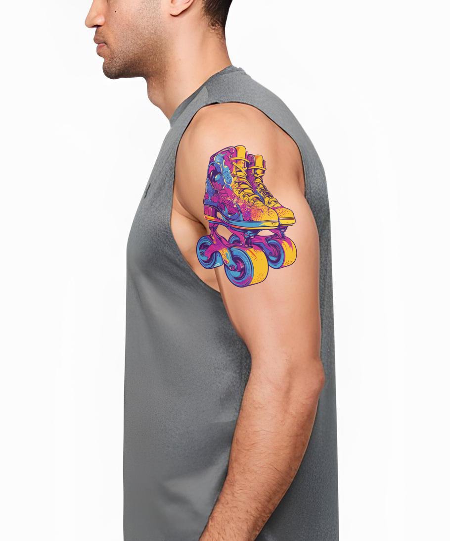 Neon Roller Skate Tattoo Design