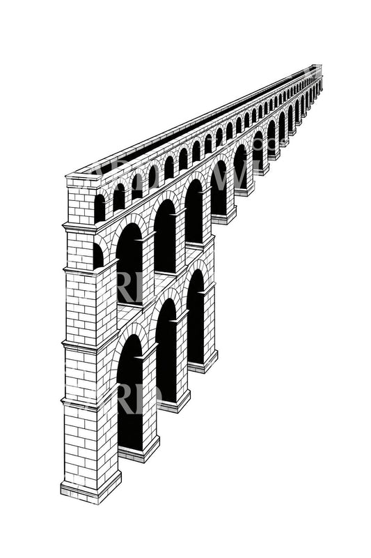Design de tatuagem com arcos de aqueduto romano