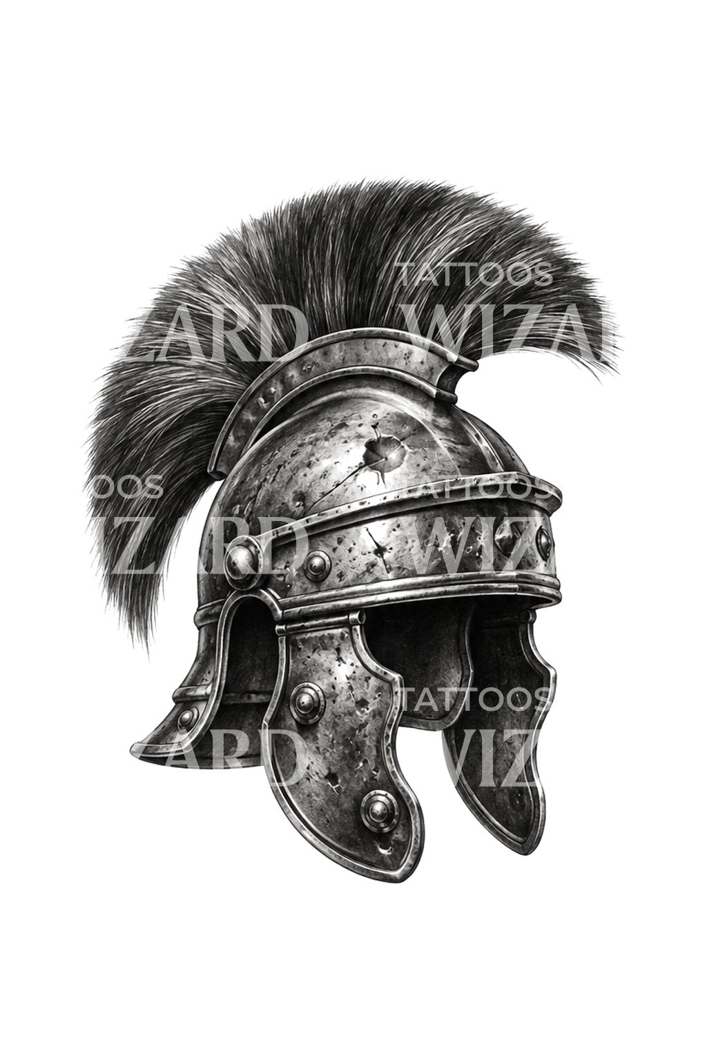 Tattooillustration af romersk centurionhjelm