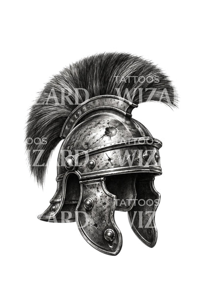 Tattooillustration af romersk centurionhjelm