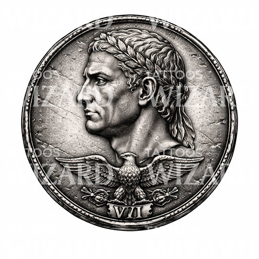 Roman Coin Tattoo Design