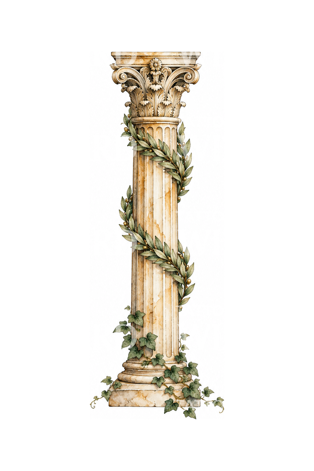 Tattoo-Design einer römischen Säule mit Lorbeerkranz