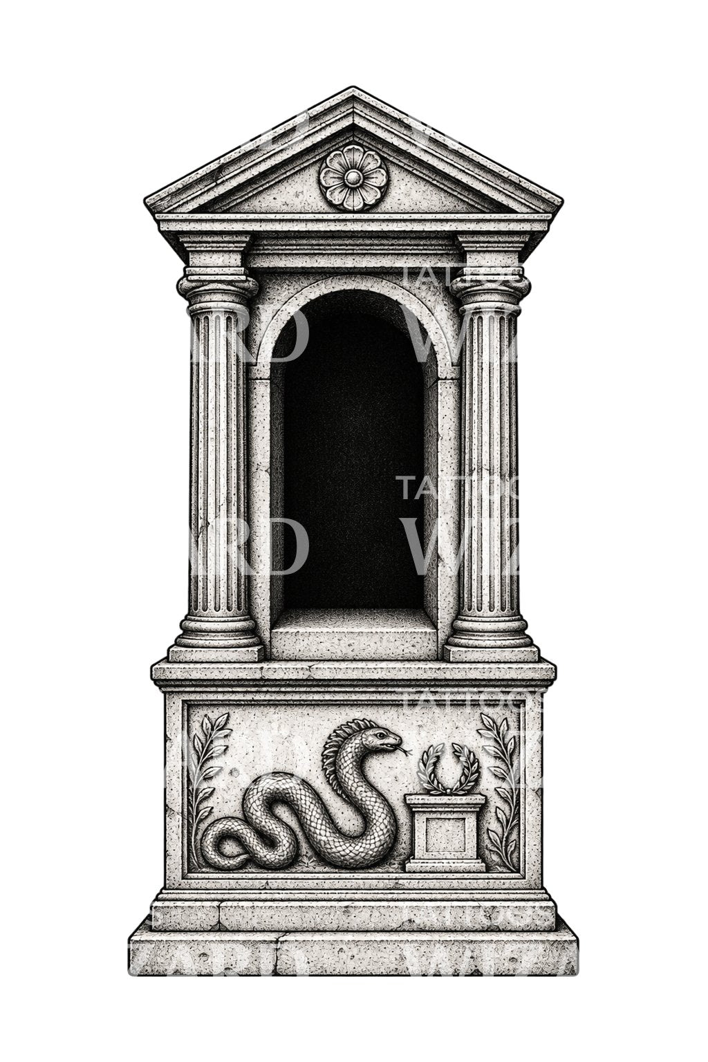 Tattoo-Design eines römischen Larariumschreins
