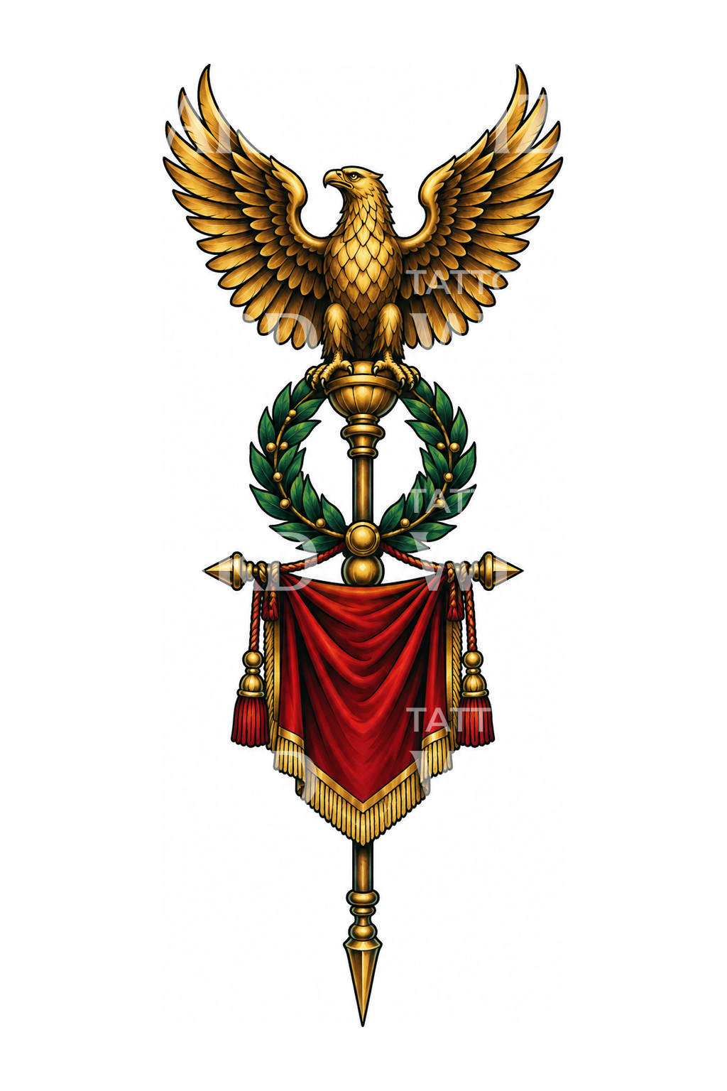 Diseño de tatuaje del águila estandarte de la legión romana