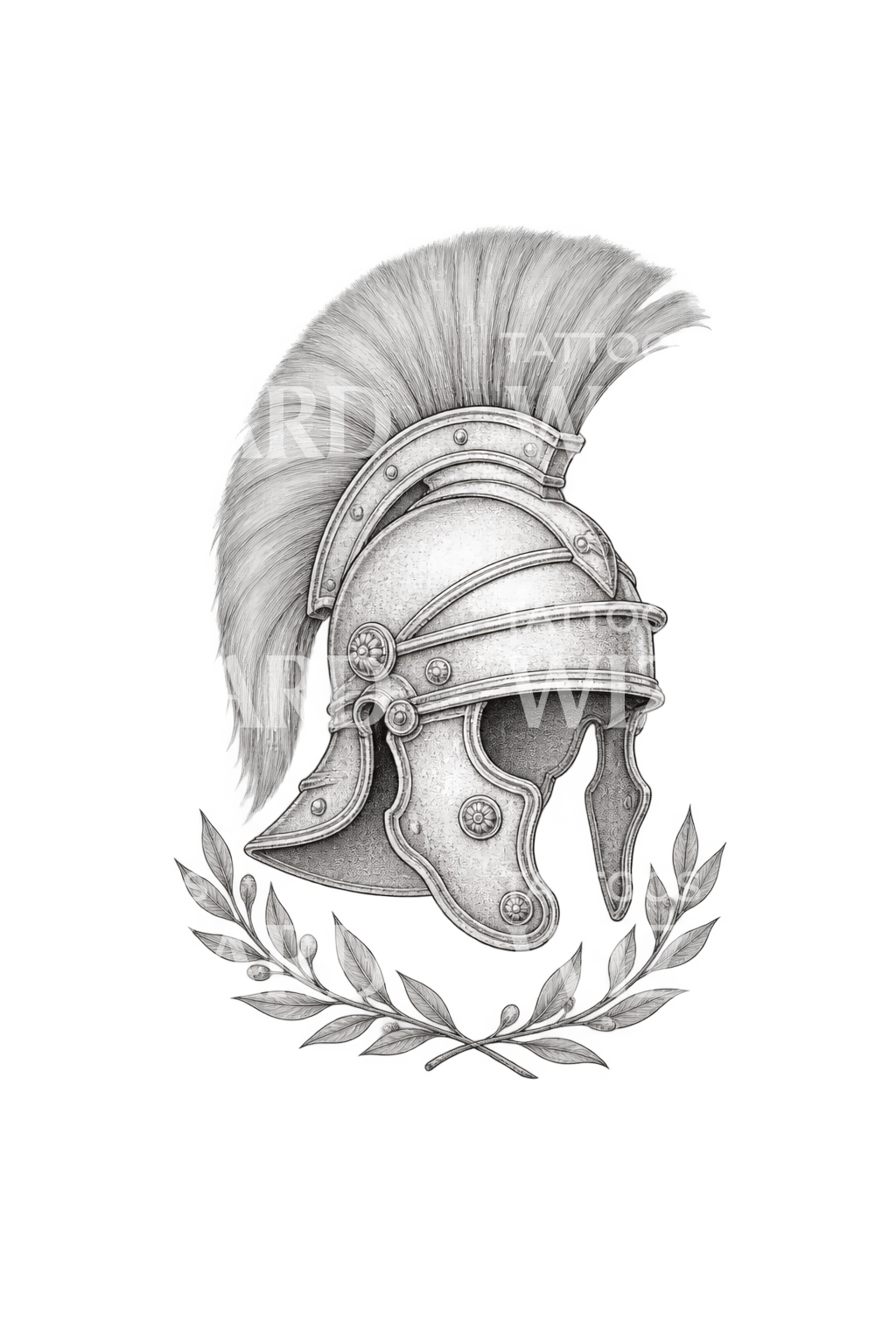 Tatoveringsdesign av romersk legionærhjelm med laurbær