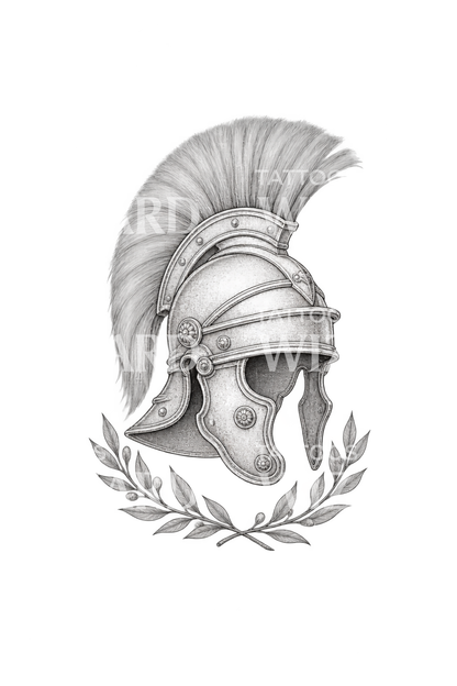 Tatoveringsdesign av romersk legionærhjelm med laurbær