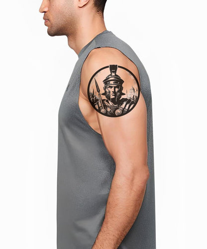 Vue frontale d'une conception de tatouage de guerrier