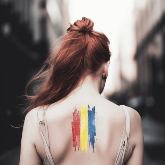 Romania Flag Brush Strokes Tattoo Illustration
