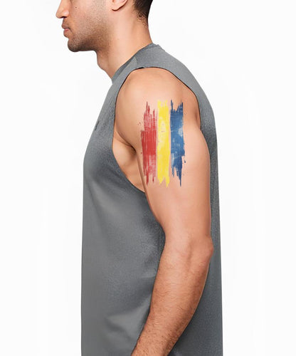 Rumäniens flagga penseldrag tatuering illustration