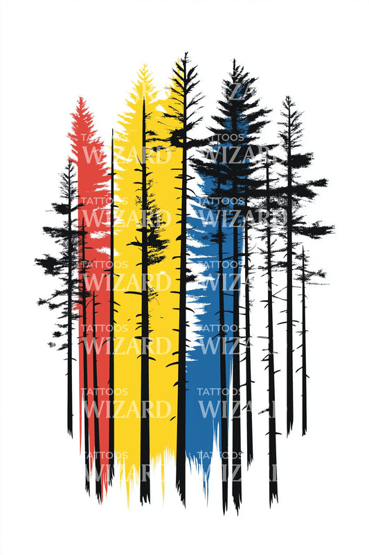 Rumänien Wald Streifen Tattoo Design