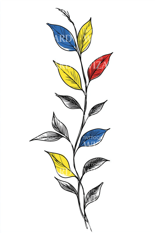 Romania trikolor blad gren tatoveringsdesign