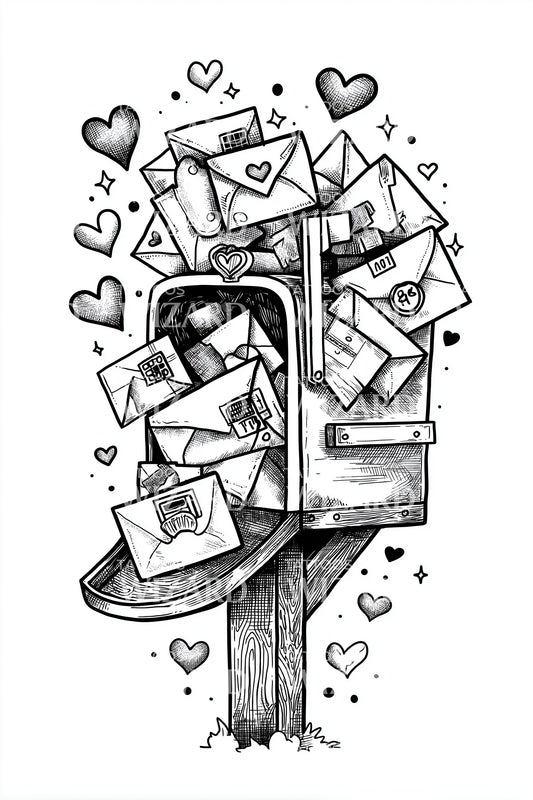 Romantic Mailbox Letters Tattoo Design