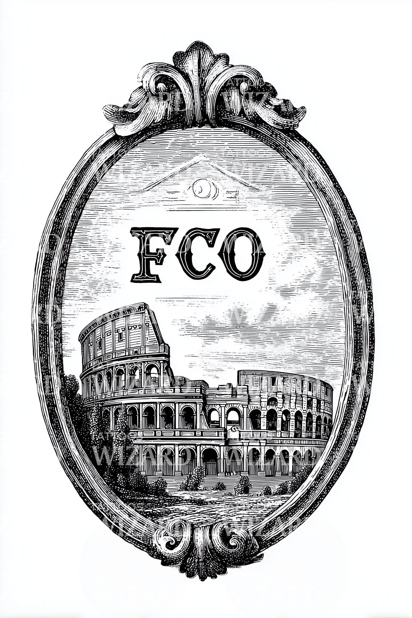 Rome Colosseum FCO Tattoo Illustration