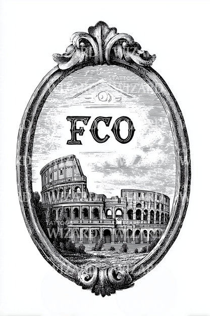 Rome Colosseum FCO Tattoo Illustration