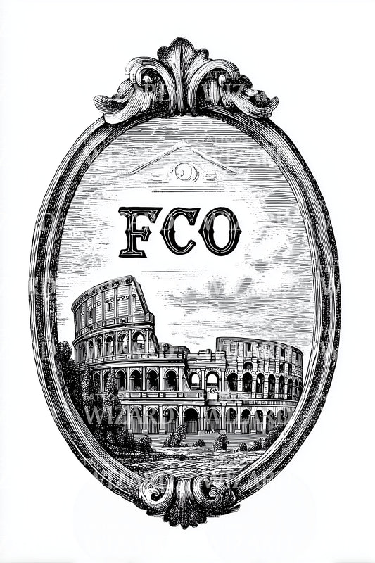 Rome Colosseum FCO Tattoo Illustration