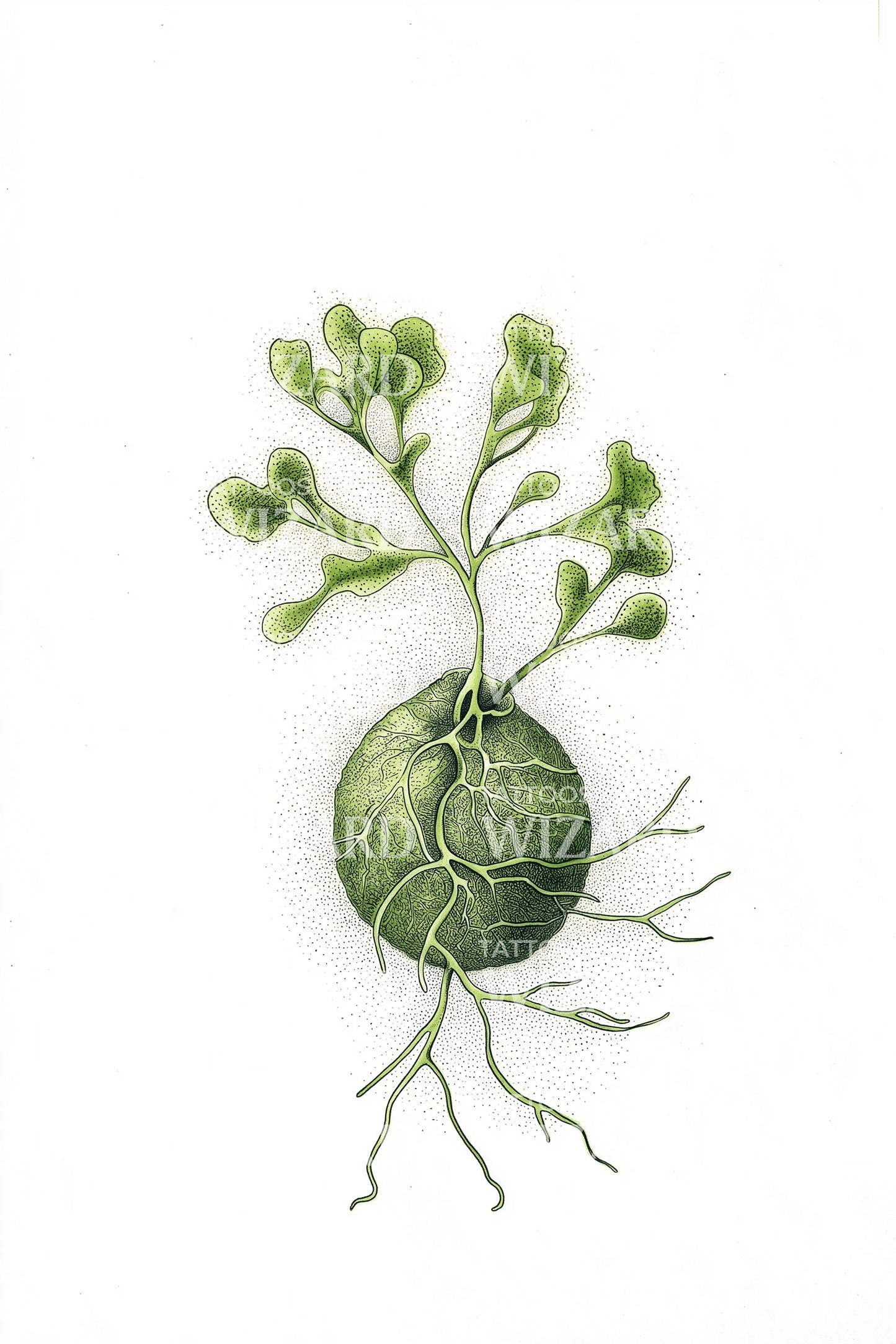 Rooted Algae Cell Tattoo Design