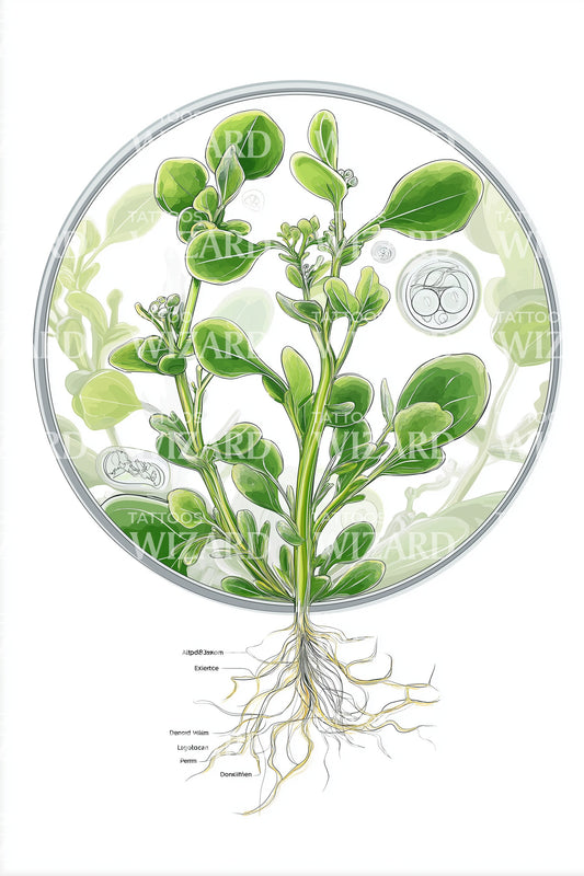 Rooted Herb Circle Tattoo Design