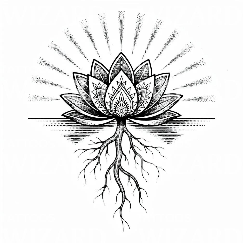 Rooted Lotus Mandala Tattoo Design